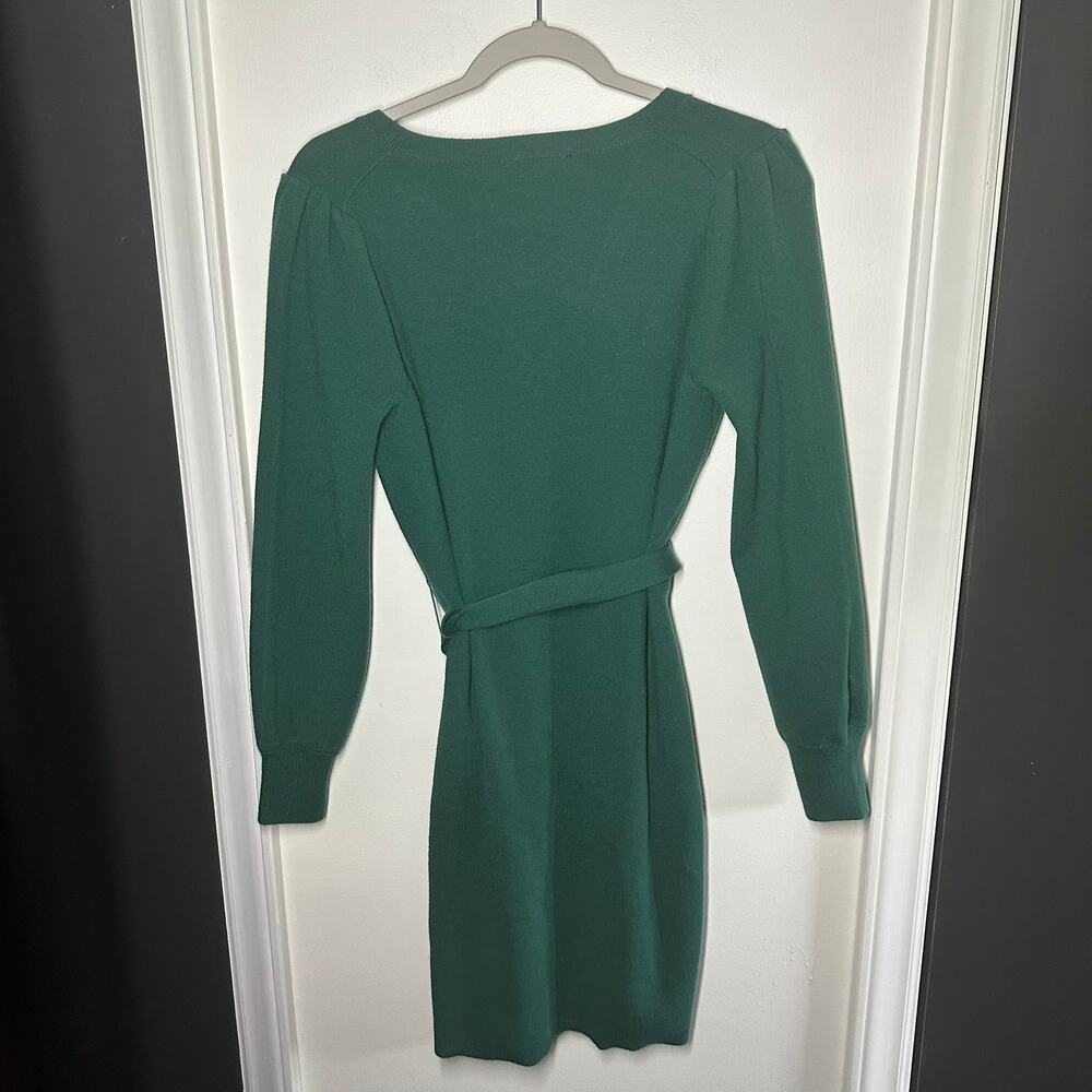 Ann Taylor Womens Green Sweater Long Sleeve Belted Knit Dress Size Medium Petite - Picture 6 of 8